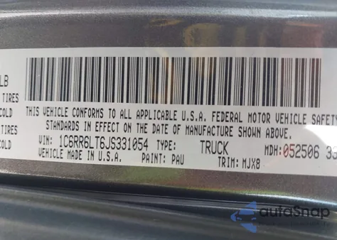 2018 Ram 1500 Lone Star 4X2 5'7 Box из США, поврежденный, VIN 1C6RR6LT6JS331054